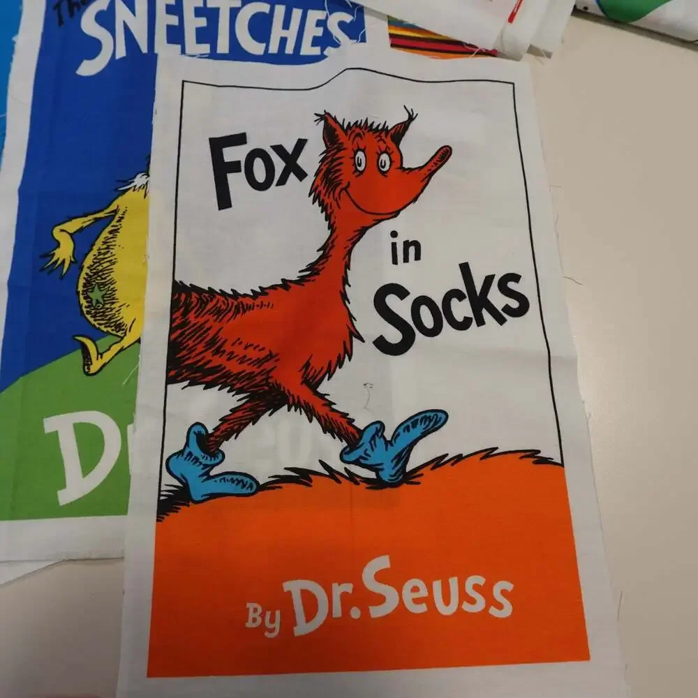 DR. Seuss “Celebrate Seuss” Book Titles  + other Seussy Cotton Fabric Panels